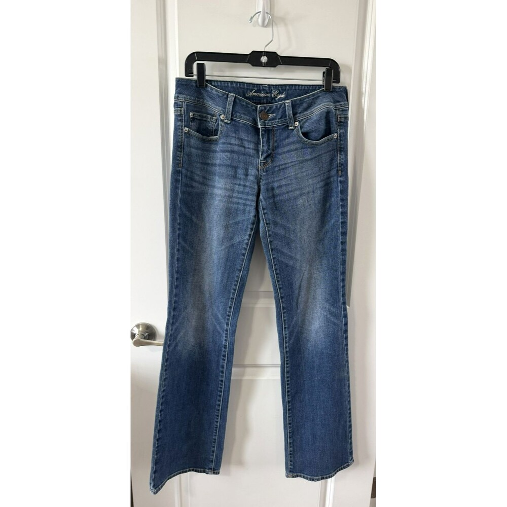American Eagle Jeans Womens Size 6 Long (31x33) Blue Slim Boot Dark Wash Stretch
